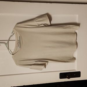 LOFT cream Velvet/velour T-shirt with ruffle sleeves